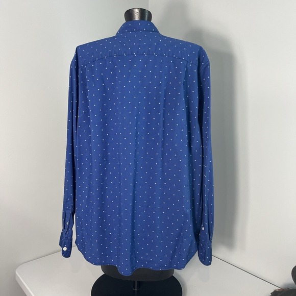 American Eagle Button Down LS Shirt Mens XL Blue w/Wht Diamond Print Classic Fit - Picture 3 of 14